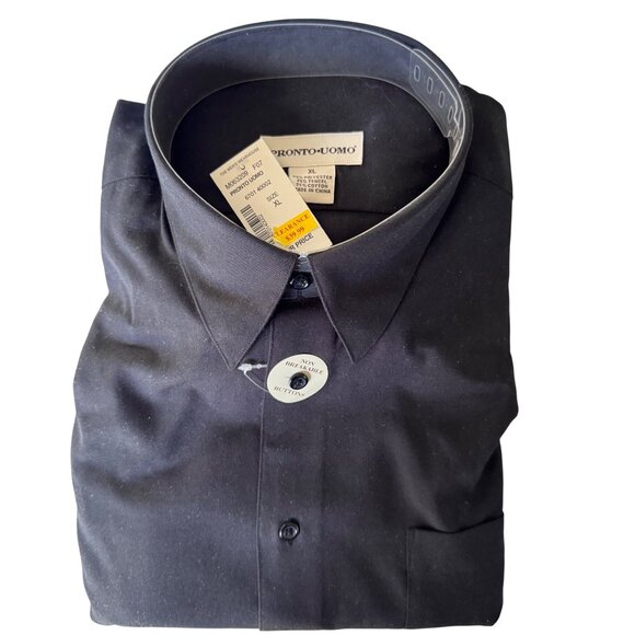 Pronto Uomo Mens Black Dress Shirt XL Tencel Cotton Non-Breakable Buttons New - Picture 6 of 6